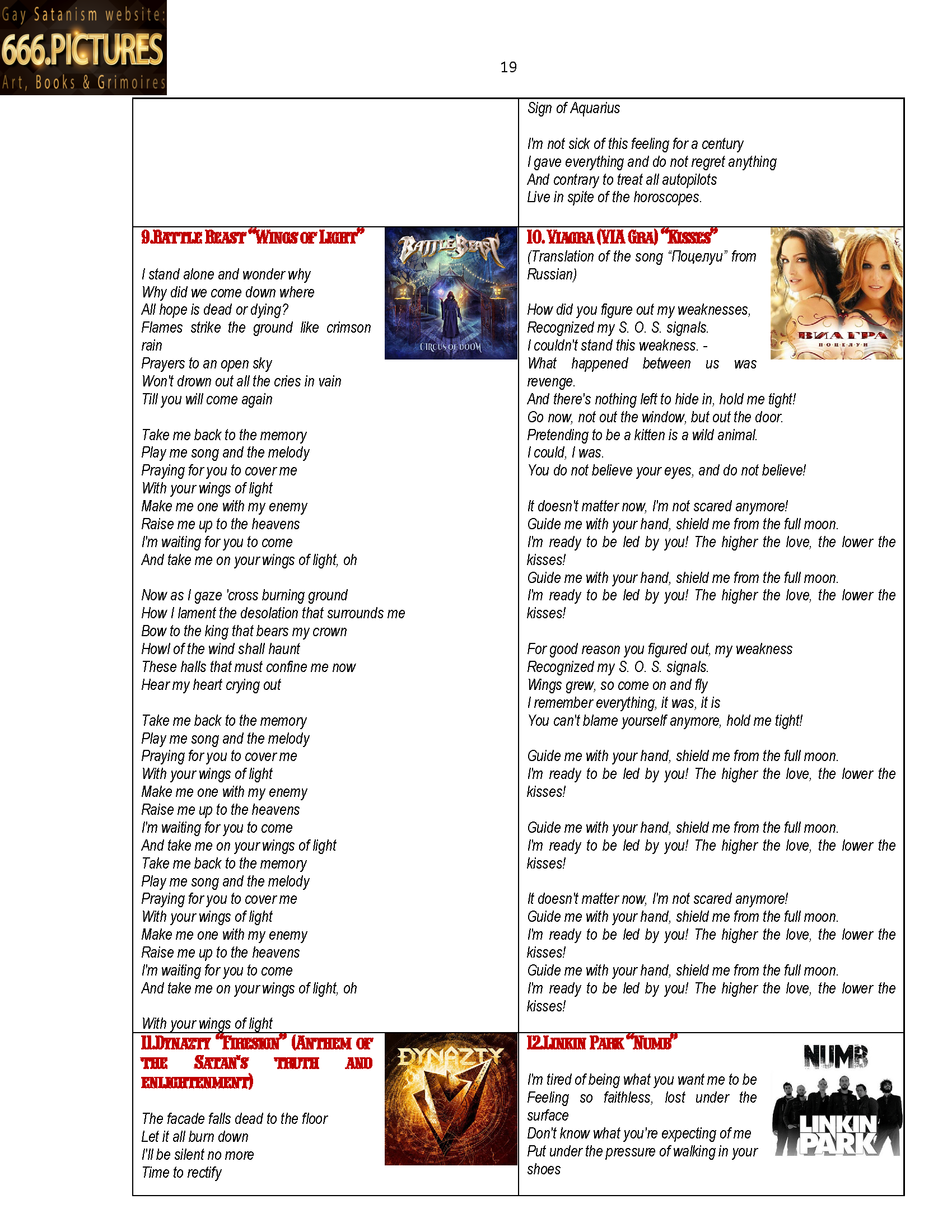 Musical Almanac of Gay Satanism SatanSongs No. 1: Lyrics + posters. An album of Satanic music videos (№1-100) for the immersion in the spirituality of Satan. High quality PDF E-book - Image 16