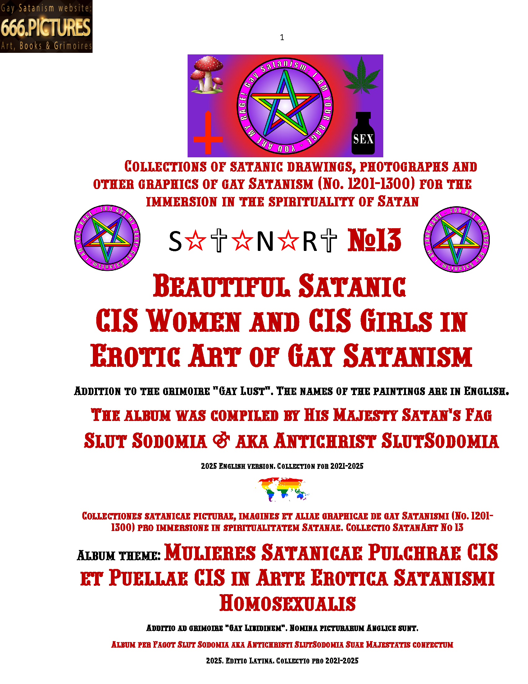 Almanac of the Gay Satanism’s art SatanArt Nr. 13: Beautiful Satanic CIS Women and CIS Girls in Erotic Art of Gay Satanism. Volume 1. Sexual edition. PDF high quality e-Book - Image 2