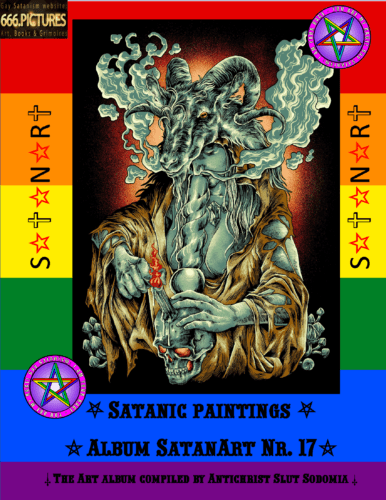 Posters and drawings of the magical herb-entheogen Marijuana in the art of Gay Satanism. SatanArt #17