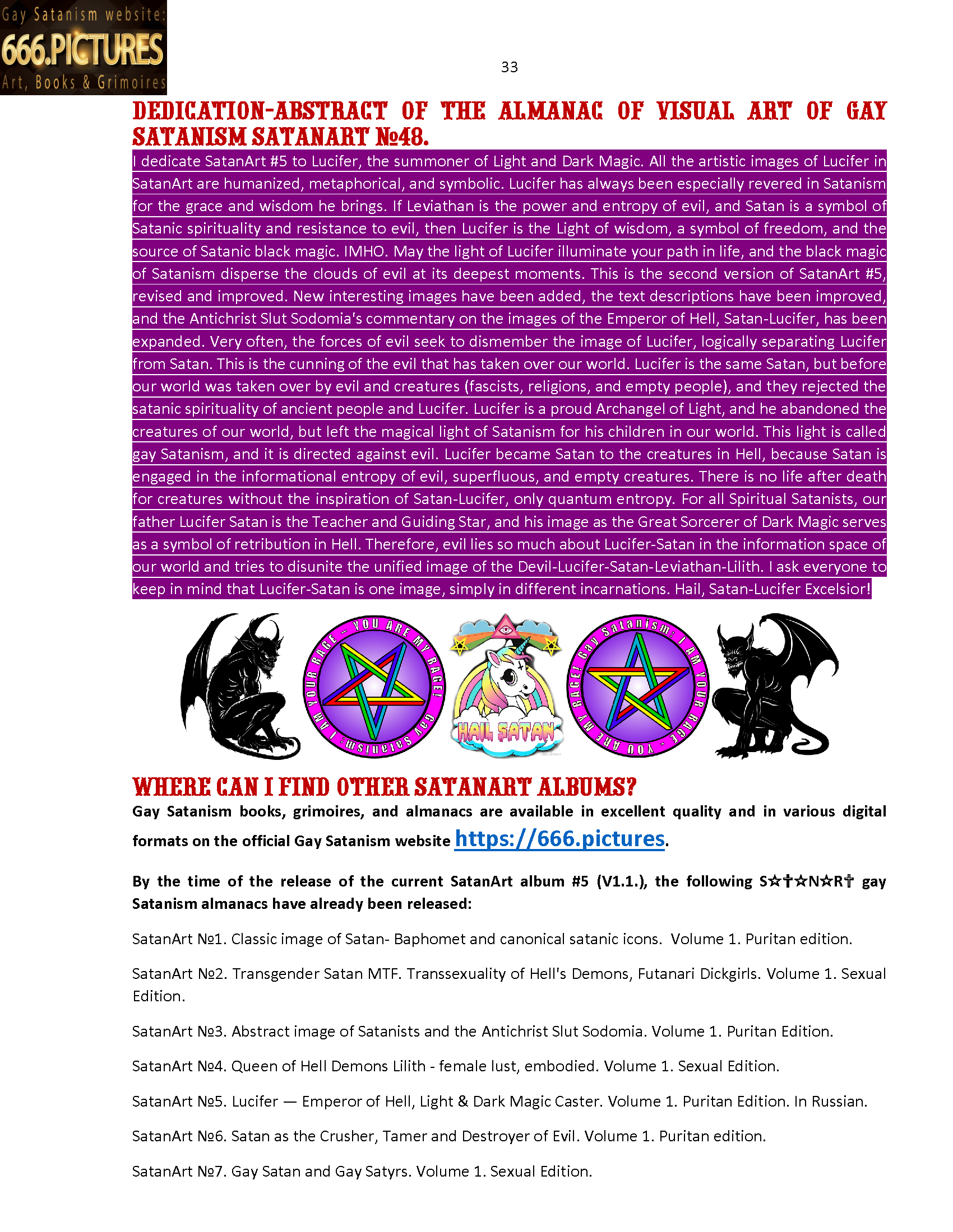 Almanac of the Gay Satanism’s art SatanArt. Nr. 5:Lucifer — Emperor of Hell, Light & Dark Magic Caster. Volume 1. Puritan Edition. PDF high quality eBook - Image 22
