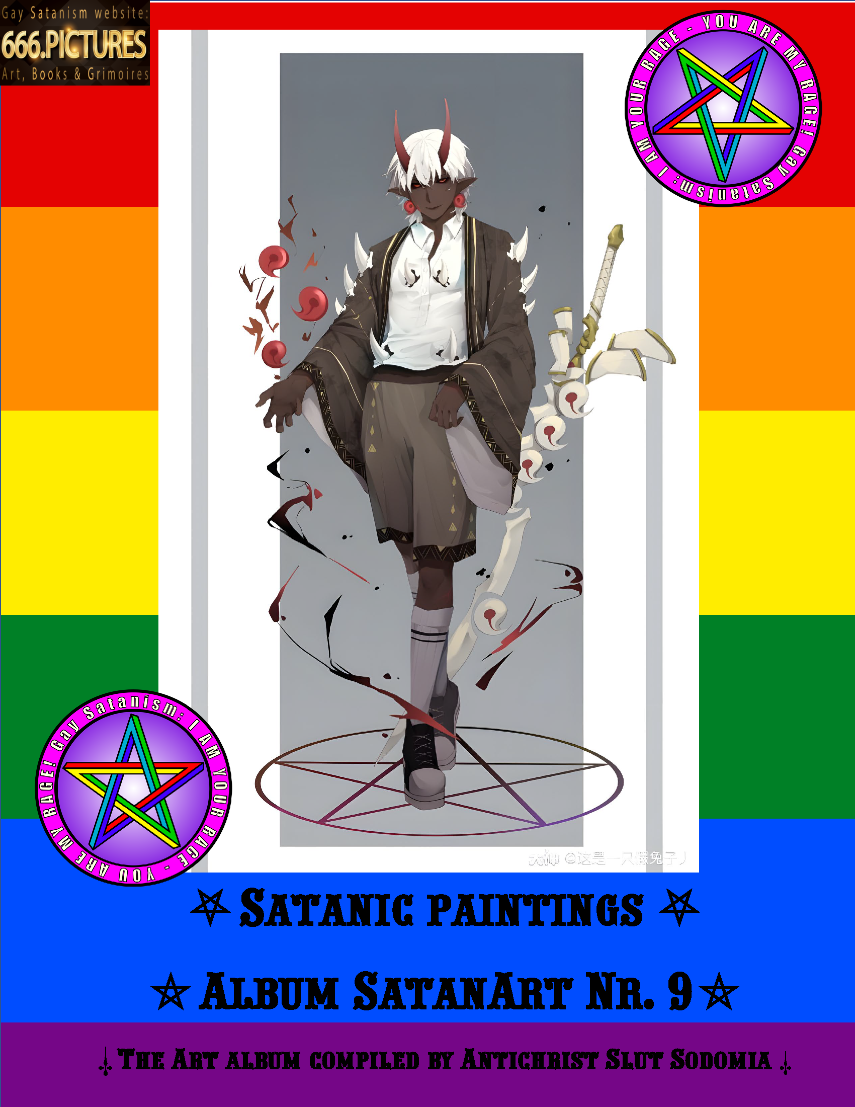 Collection SatanArt No. 9 Album theme: Japanese Satanism. Thunderstorm Oni. Satan in Japanese Art