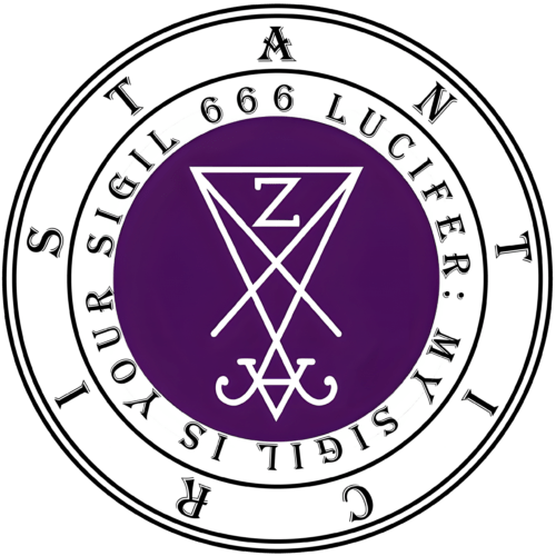 Literary works of the writer Antichrist Slut Sodomia The synergy Sigil of the Antichrist with Lucifer. Logo SIGN of Antichrist Slut Sodomia