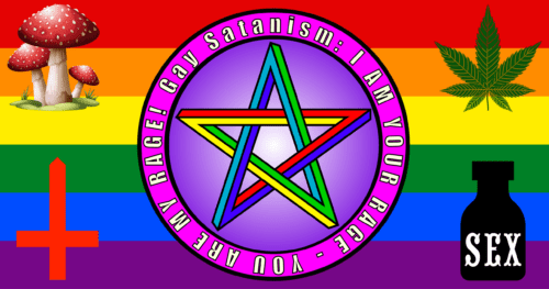 About Gay Satanism & Sigils of Antichrist Rainbow flag banner of Gay Satanism by the Antichrist Slut Sodomia
