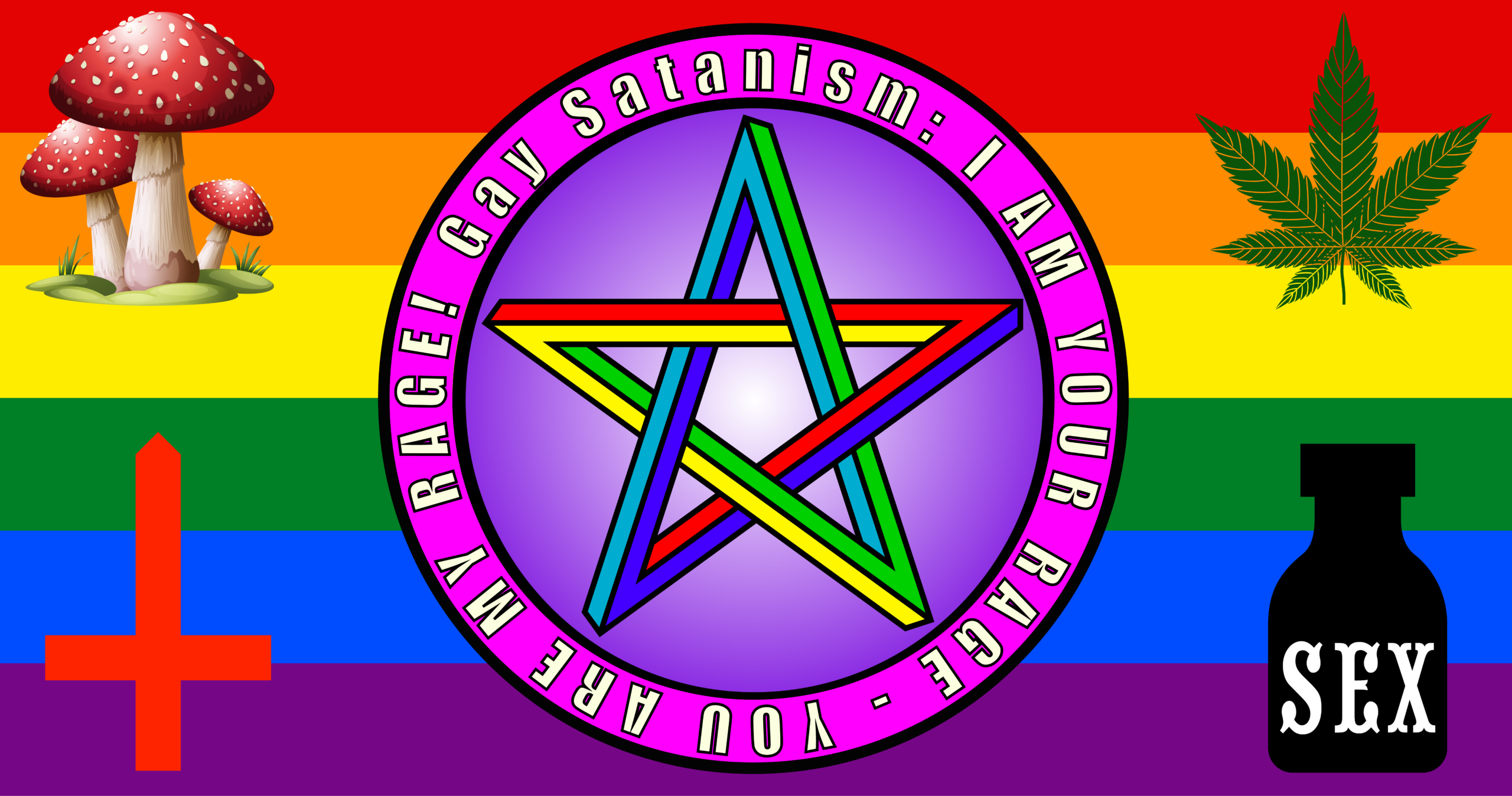 Rainbow flag banner of Gay Satanism by the Antichrist Slut Sodomia