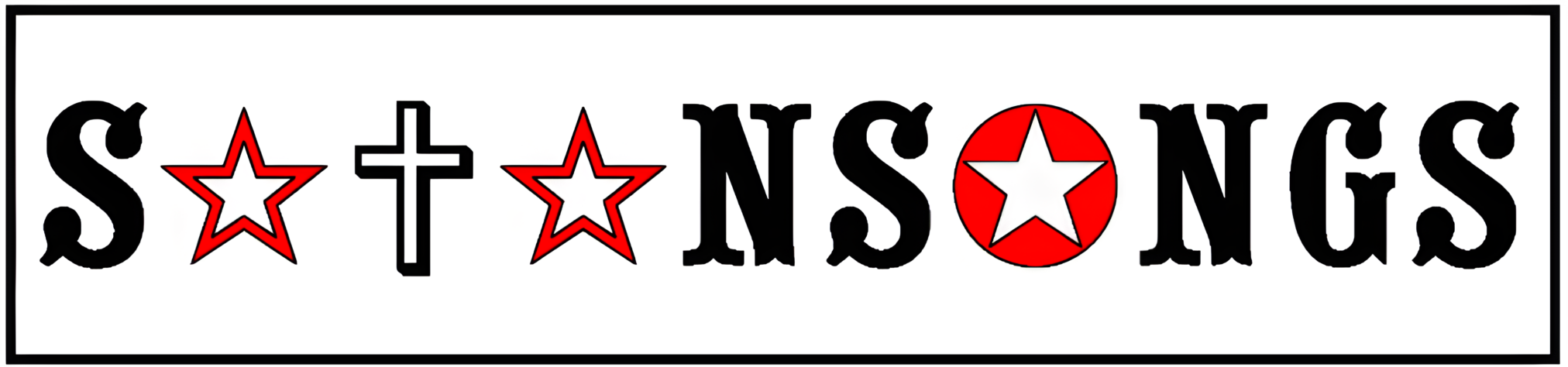 SatanSongs logo. An almanac of satanic music videos. Lyrics + posters.