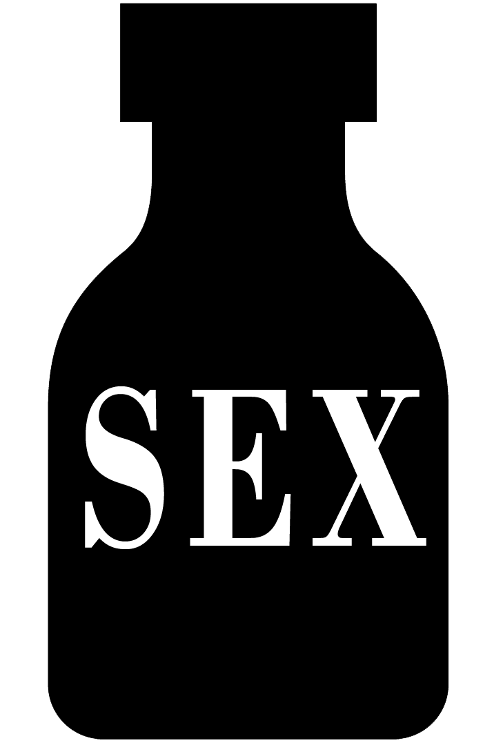 A bottle of poppers with SEX label as the sign of sexual freedom and satanic lust of satanism