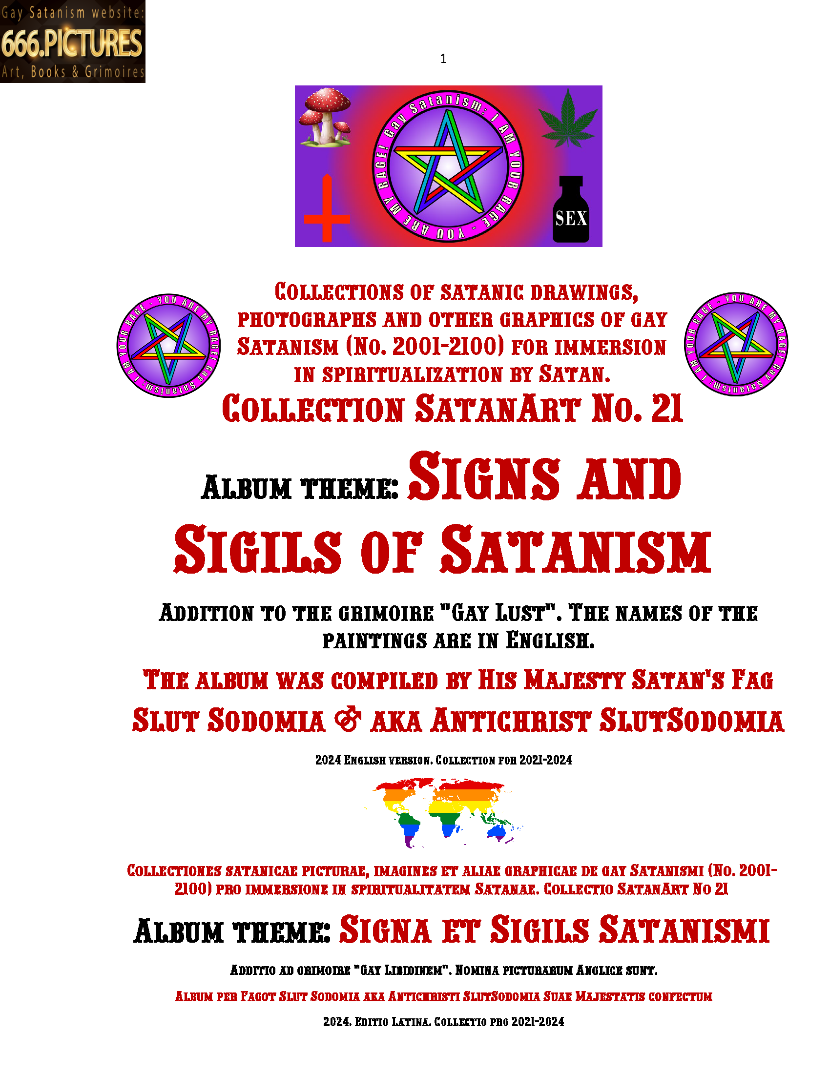 Gay Satanism’s fine art almanac SatanArt. Nr. 21: Signs and Sigils of Satanism. Volume 1. Puritan edition. PDF high quality e-Book - Image 2