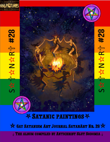 A Satanic witches' sabbath in the forest, among trees and nature. A Puritan edition of Satanist orgies, SatanArt #28