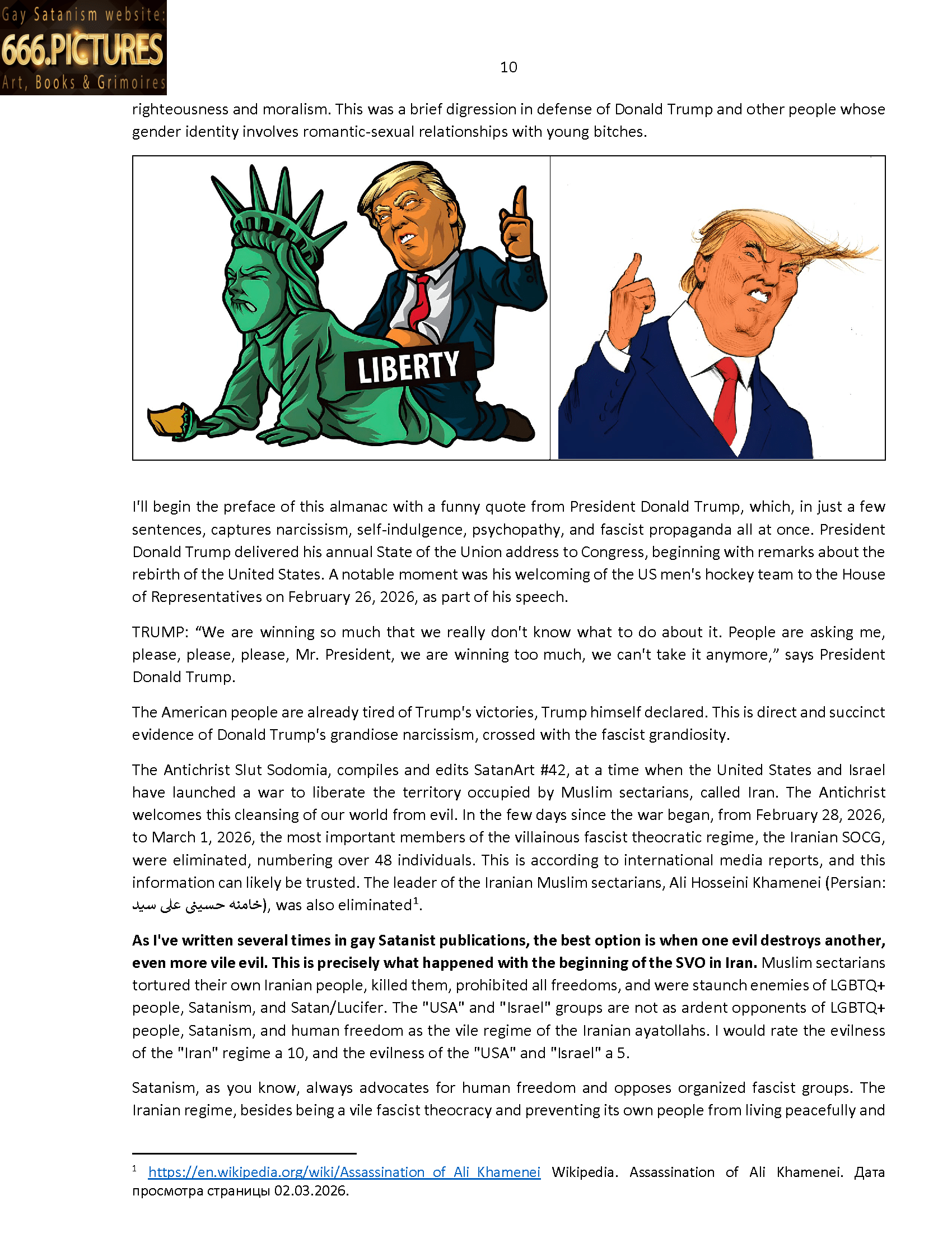 SatanArt. Nr. 42: Donald Trump, leader of the SOCG "USA" and a narcissistic sociopath with NPD syndrome. Puritan satire. High quality satanic Antichrist’s fine art almanac PDF e-Book - Image 11