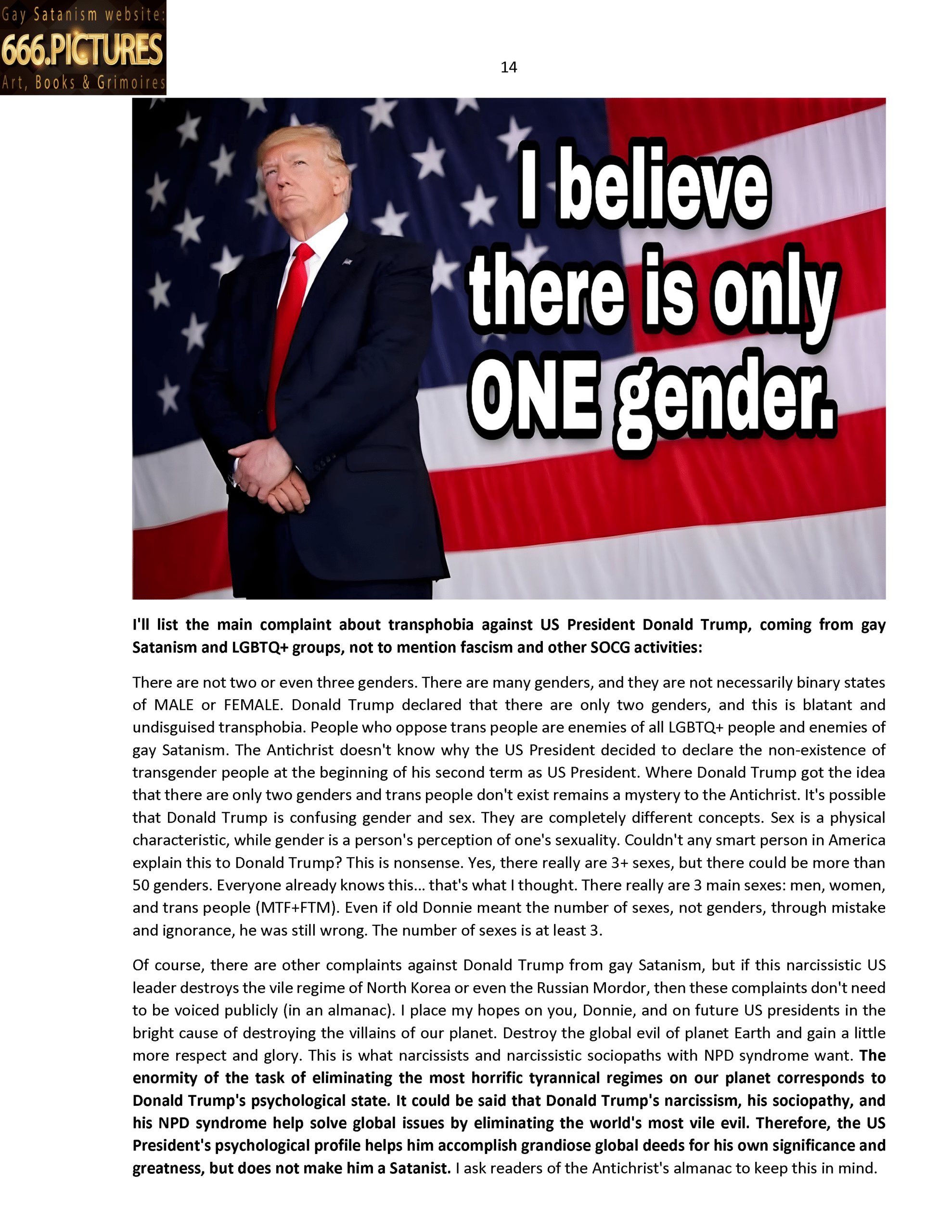 SatanArt. Nr. 42: Donald Trump, leader of the SOCG "USA" and a narcissistic sociopath with NPD syndrome. Puritan satire. High quality satanic Antichrist’s fine art almanac PDF e-Book - Image 15