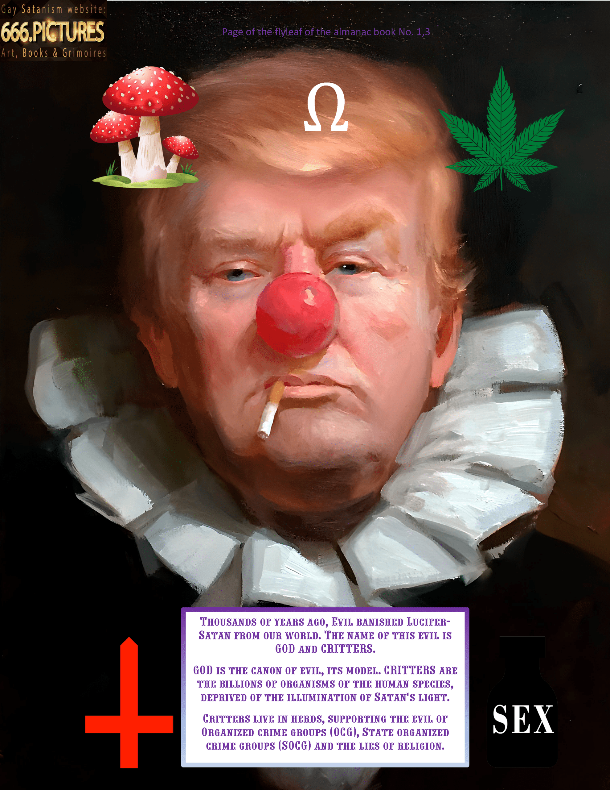 SatanArt. Nr. 42: Donald Trump, leader of the SOCG "USA" and a narcissistic sociopath with NPD syndrome. Puritan satire. High quality satanic Antichrist’s fine art almanac PDF e-Book - Image 33