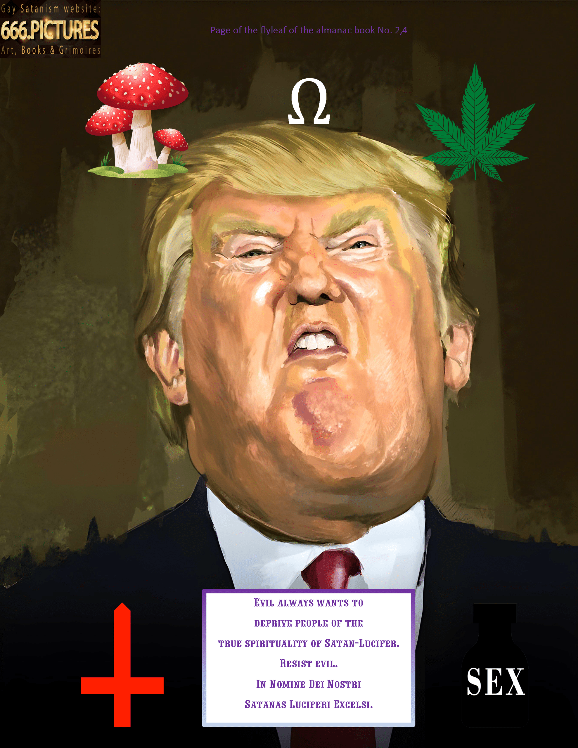 SatanArt. Nr. 42: Donald Trump, leader of the SOCG "USA" and a narcissistic sociopath with NPD syndrome. Puritan satire. High quality satanic Antichrist’s fine art almanac PDF e-Book - Image 34
