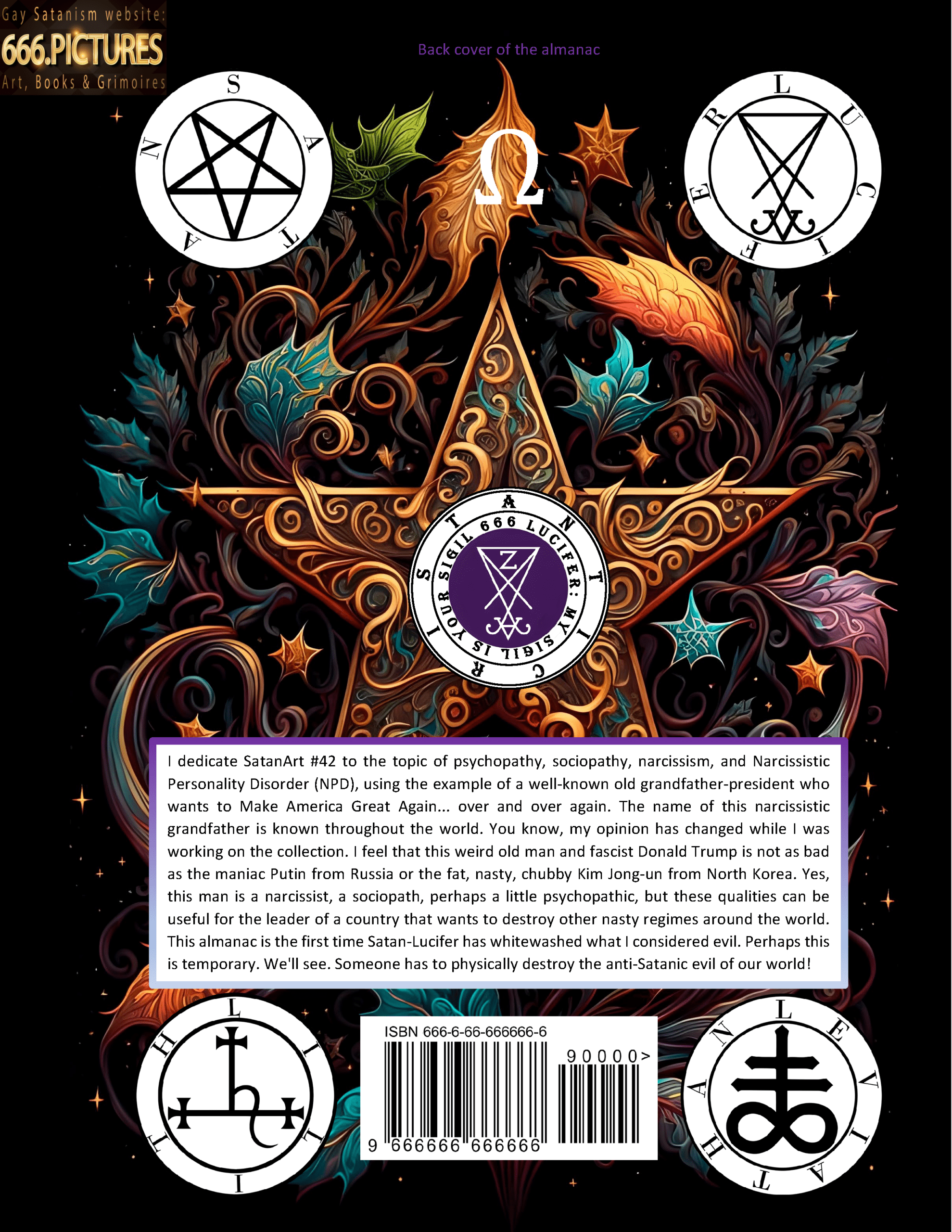 SatanArt. Nr. 42: Donald Trump, leader of the SOCG "USA" and a narcissistic sociopath with NPD syndrome. Puritan satire. High quality satanic Antichrist’s fine art almanac PDF e-Book - Image 36