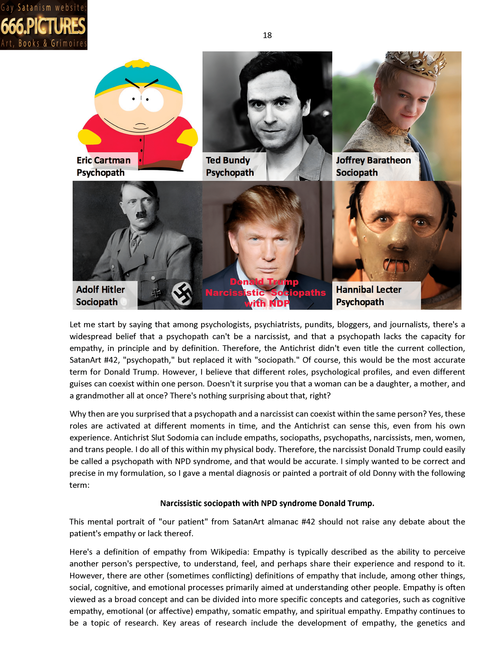 SatanArt. Nr. 42: Donald Trump, leader of the SOCG "USA" and a narcissistic sociopath with NPD syndrome. Puritan satire. High quality satanic Antichrist’s fine art almanac PDF e-Book - Image 19