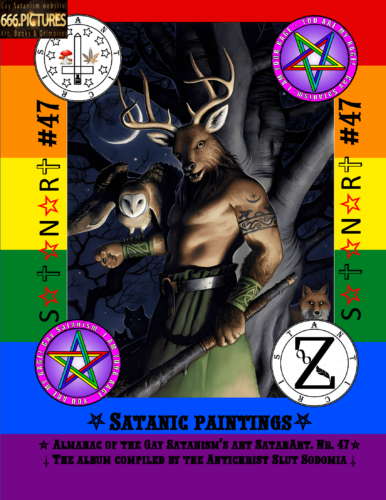 Spirits of Satanism in Nature: Cernunnos, The Horned god, Pan, The Green Man. Puritan edition. SatanArt #47.