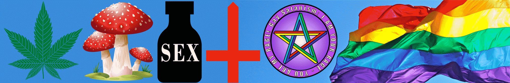 Gay Satanism banner for LGBTQ+, satanists & all illuminated people  of our world.